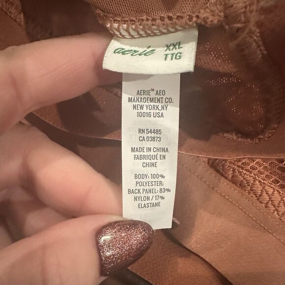 Aerie Lace Bralette Racerback Floral Comfortable Bra XXL Salmon Orange - Picture 4 of 5